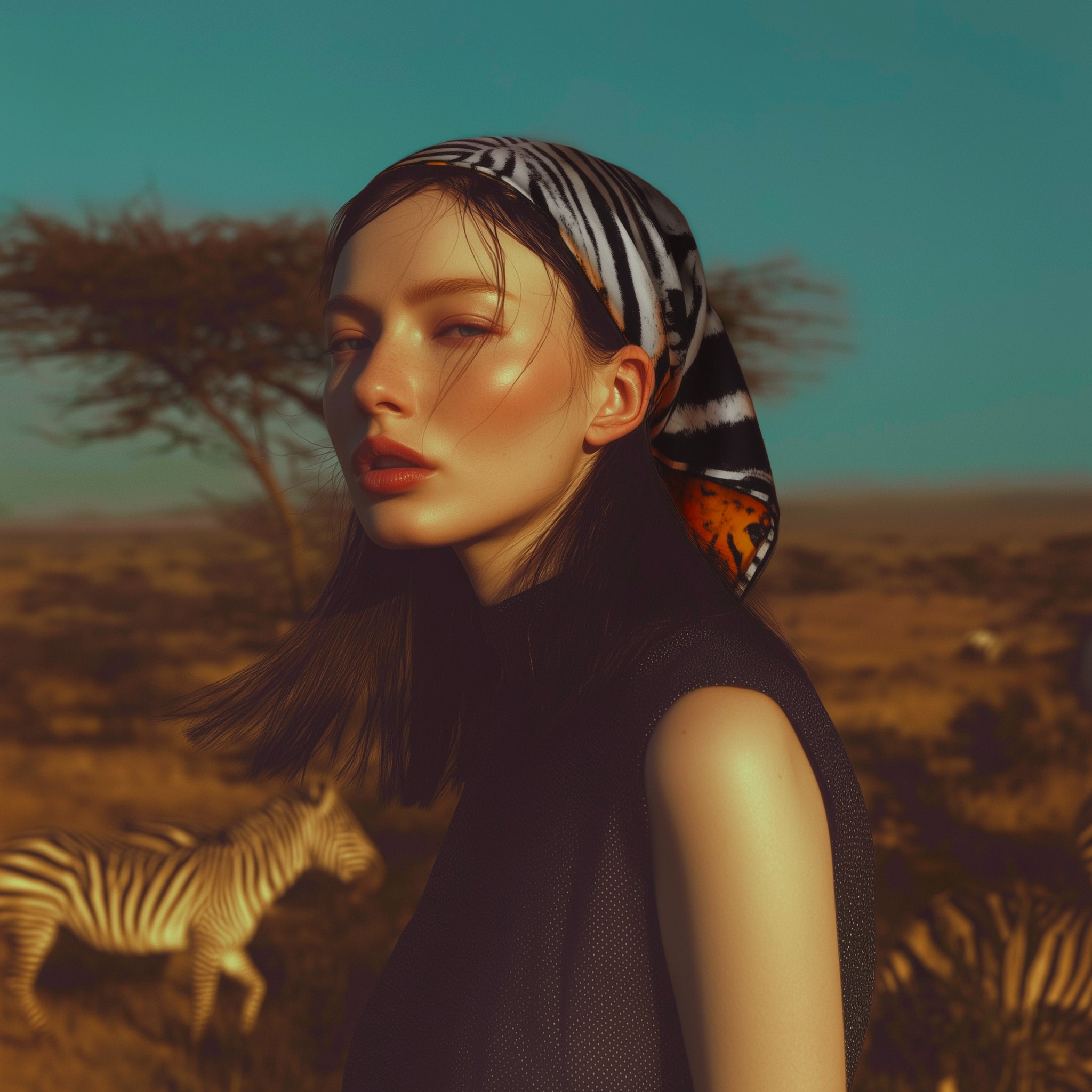 modella con foulard Savana indossato - AM.AI